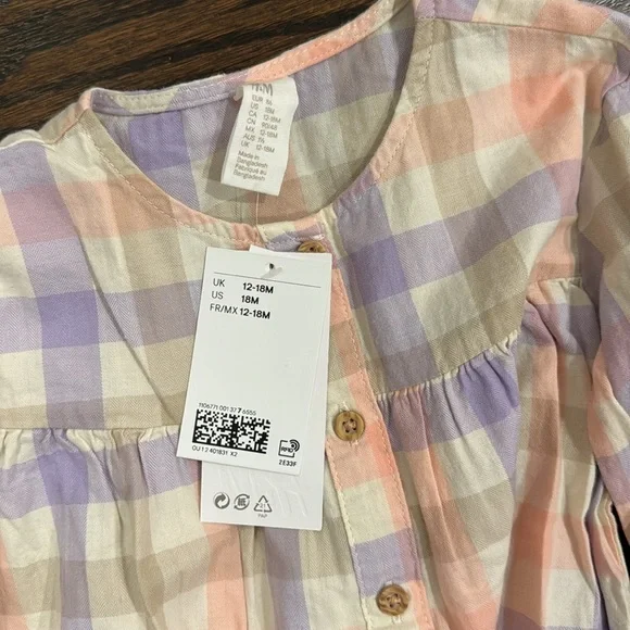 H&M Girl shirt bundle Pink Ruffle and Plaid Button-Up Shirt - Picture 8 of 8